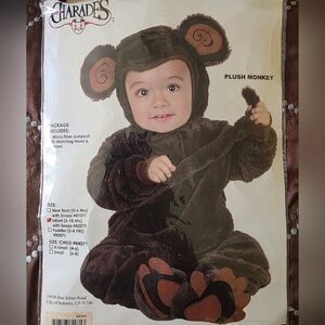 EUC Jerry Beck Infant Monkey Jumpsuit  Halloween Costume 3 Piece Set (Charades)